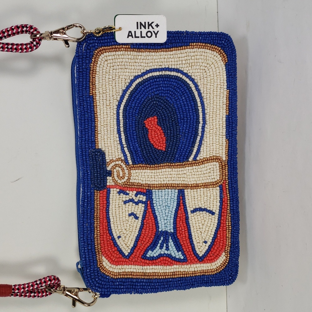 NWT INK + ALLOY LEILA SARDINE SEED BEAD CLUTCH CROSSBODY BAG PURSE - Picture 3 of 16